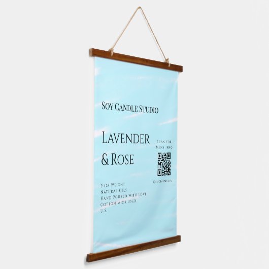 Lavendel roos sojakaars business toevoegen q r cod hangend wandkleed (Gebogen)