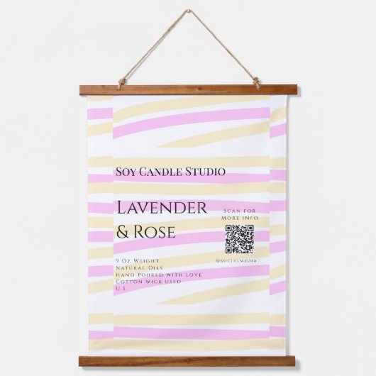 Lavendel roos sojakaars business toevoegen q r cod hangend wandkleed (Voorkant)