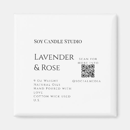 Lavendel roos sojakaars business toevoegen q r cod magneet (Voorkant)