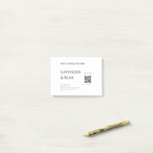 Lavendel roos sojakaars business toevoegen q r cod post-it® notes (Op bureau)