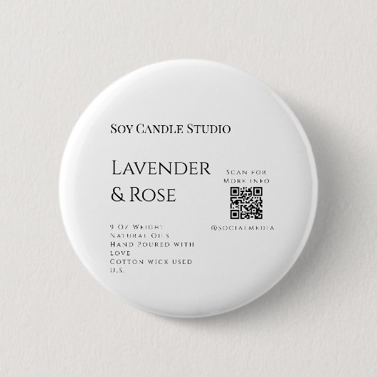 Lavendel roos sojakaars business toevoegen q r cod ronde button 5,7 cm (Voorkant)