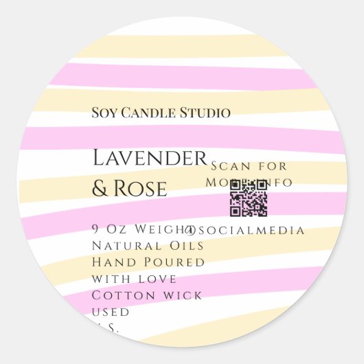 Lavendel roos sojakaars business toevoegen q r cod ronde sticker (Voorkant)