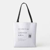Lavendel roos sojakaars business toevoegen q r cod tote bag (Achterkant)