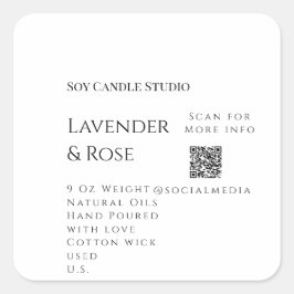 Lavendel roos sojakaars business toevoegen q r cod vierkante sticker