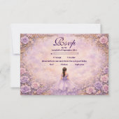 Lavendel Roos Sprookje Quinceañera RSVP Kaartje (Voorkant)