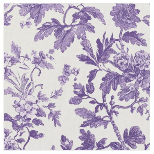 Lavendel Roos Toile Patroon Stof (Close Up)
