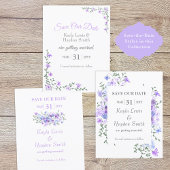 Lavendel Roos wijnstokken bruiloft Save Our Date Kaart