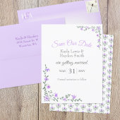 Lavendel Roos wijnstokken bruiloft Save Our Date Kaart