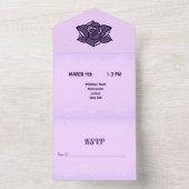 Lavendel Roos & Wit Sakura Floral bruiloft All In One Uitnodiging (Binnen)