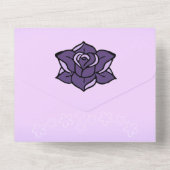 Lavendel Roos & Wit Sakura Floral bruiloft All In One Uitnodiging (Achterkant)