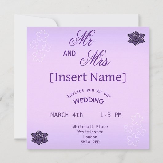 Lavendel Roos & Wit Sakura Floral bruiloft Kaart (Voorkant)