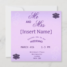 Lavendel Roos & Wit Sakura Floral bruiloft Kaart