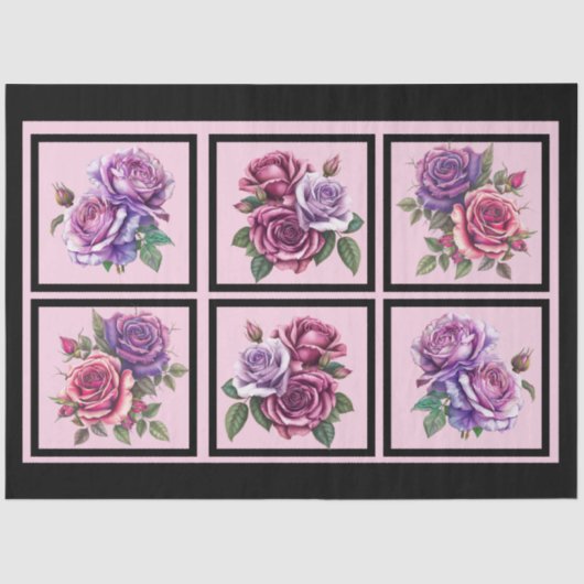 Lavendel Rose Boeketten Tegels Decoupage Tissuepapier (Voorkant)
