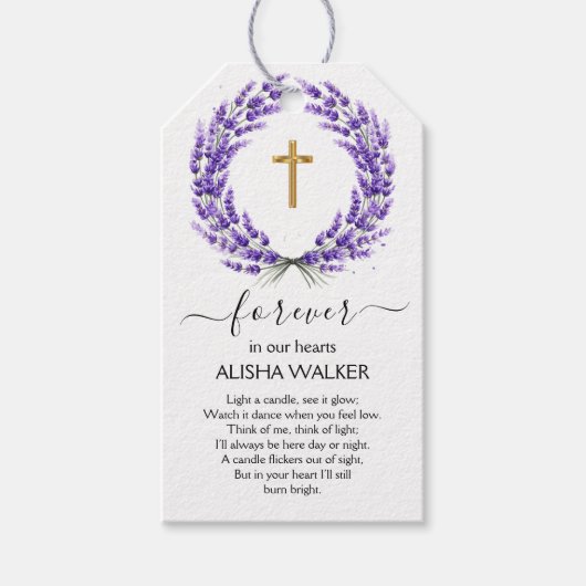 Lavendel-rouwcadeau-etiketjes Cadeaulabel (Voorkant)