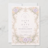 Lavendel Roze Barokke Tuin Bruiloft Save The Date (Voorkant)