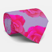 Lavendel Roze Bloem Roos Modern Paarse Schaduw Cad Stropdas (Opgerold)