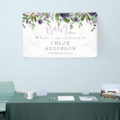 Lavendel & Roze Bloemen Baby shower Welkom Spandoek (Beurs)