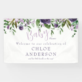 Lavendel & Roze Bloemen Baby shower Welkom Spandoek