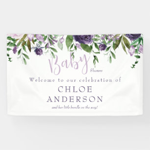 Lavendel & Roze Bloemen Baby shower Welkom Spandoek