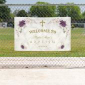 Lavendel Roze Bloemen Doop Welkom Bord Spandoek (Insitu)
