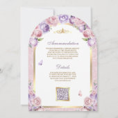 Lavendel Roze Bloemen Gouden Boog Moslim Huwelijk Kaart (Achterkant)