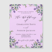 Lavendel roze bloemen groen luxe bruiloft magnetische uitnodiging (Voorkant)