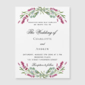 Lavendel roze bloemen groen luxe bruiloft magnetische uitnodiging (Voorkant)