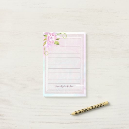 Lavendel Roze Bloemen Vrouwelijke Schattigee Custo Post-it® Notes (Op bureau)