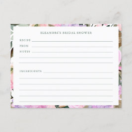 Lavendel Roze Bloemen Waterverf Douche Recept Kaar Briefkaart