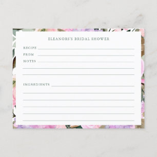 Lavendel Roze Bloemen Waterverf Douche Recept Kaar Briefkaart