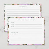 Lavendel Roze Bloemen Waterverf Douche Recept Kaar Briefkaart (Voorkant / Achterkant)