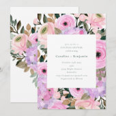 Lavendel Roze Bloemen Waterverf Koppels Douche Kaart (Voorkant / Achterkant)