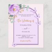 Lavendel roze bloemenboog huwelijksuitnodiging (Voorkant)