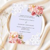 Lavendel roze bloemenkant bruiloft uitnodiging