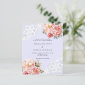 Lavendel roze bloemenkant bruiloft uitnodiging (Staand voorkant)