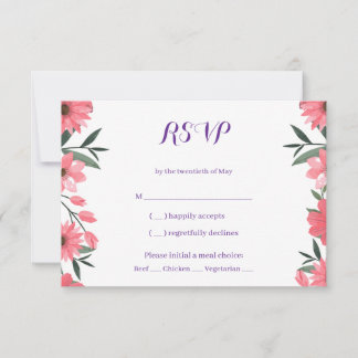 Lavendel Roze Bloemige Trouw RSVP Kaart