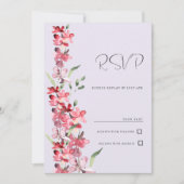 Lavendel roze bordeaux munt bloemrijke RSVP Kaart (Voorkant)
