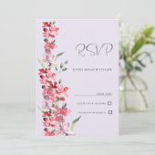 Lavendel roze bordeaux munt bloemrijke RSVP Kaart (Staand voorkant)