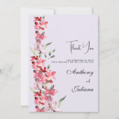 Lavendel roze bordeauxrood mint bloemig Dank U Kaart (Voorkant)