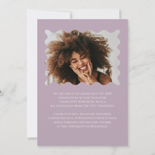 Lavendel Roze Bow Graduation Party Aankondiging (Achterkant)