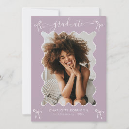 Lavendel Roze Bow Graduation Party Aankondiging