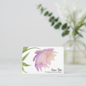 *~* Lavendel Roze Elegante Waterverf Pioenbloem Visitekaartje (Staand voorkant)