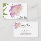 *~* Lavendel Roze Elegante Waterverf Pioenbloem Visitekaartje (Voorkant / Achterkant)
