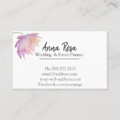 *~* Lavendel Roze Elegante Waterverf pioenroos Blo Visitekaartje (Achterkant)