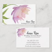 *~* Lavendel Roze Elegante Waterverf pioenroos Blo Visitekaartje (Voorkant / Achterkant)