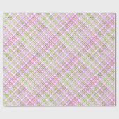 Lavendel-Roze en Groene Crosshatch Plaid Land Cadeaupapier (Vlak)