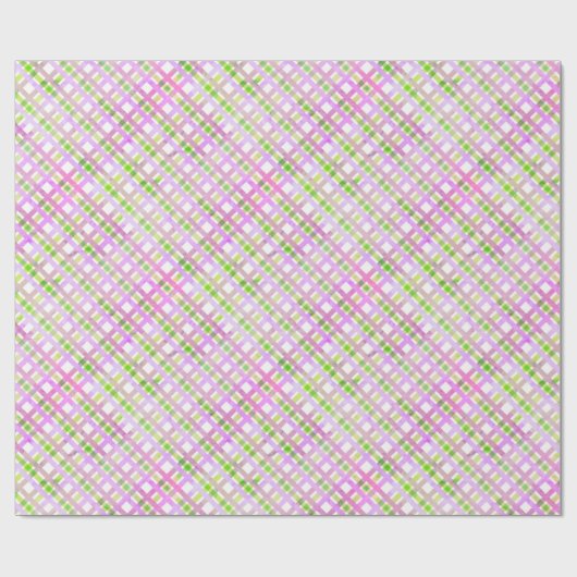 Lavendel-Roze en Groene Crosshatch Plaid Land Cadeaupapier (Vlak)