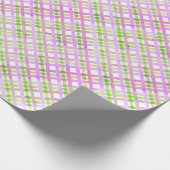 Lavendel-Roze en Groene Crosshatch Plaid Land Cadeaupapier (Hoek)