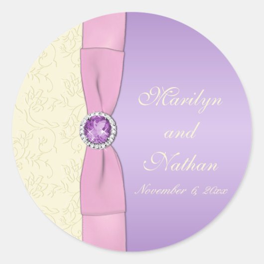 Lavendel, Roze, en Ivoor 1,5"Ronde Sticker (Voorkant)