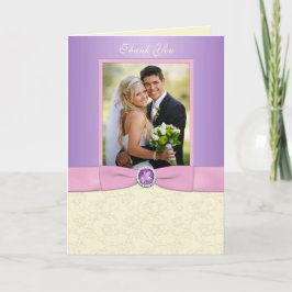 Lavendel, Roze, en Ivoor Foto Bedankkaart